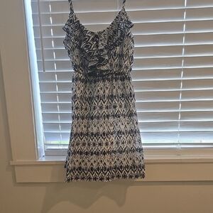 Sequin Hearts Black and White Printed Ruffle Mini Dress